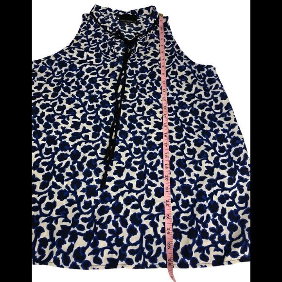 Cynthia Rowley Sleeveless Blouse size Medium Blue/Cream - Picture 9 of 10